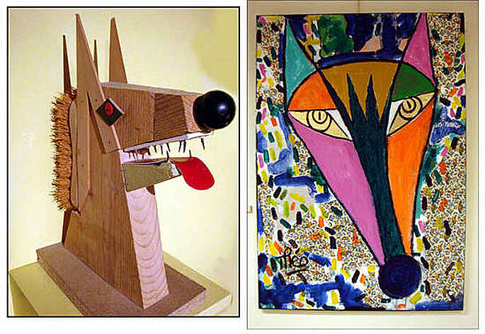sculpture et peinture du loup au musée du loup