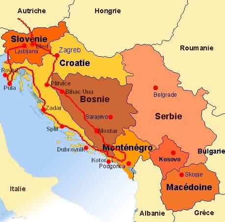 carte balkans 3 semaines croatie slovenie bosnie montenegro
