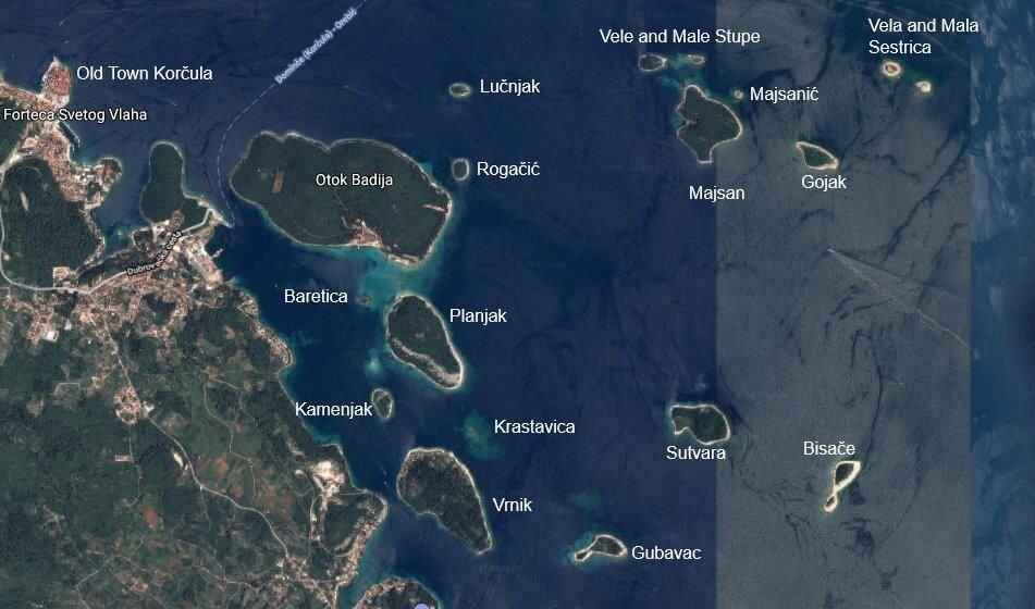 archipel iles korcula map
