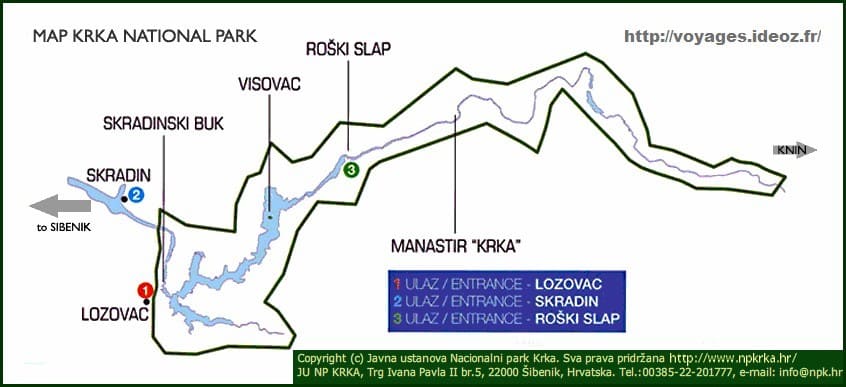 carte krka parc national entrées principales (1)