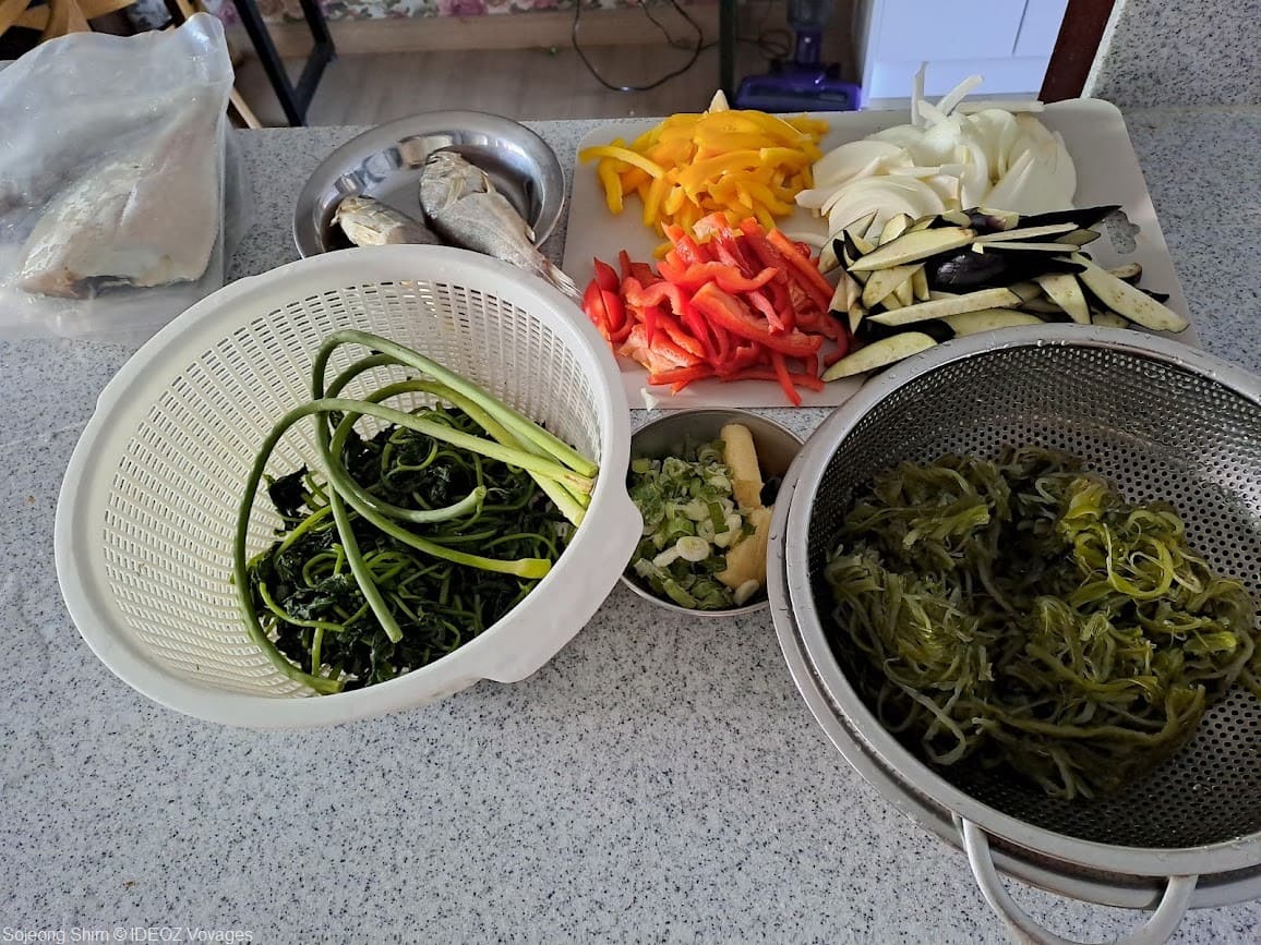 légumes en lamelles pour repas de chuseok