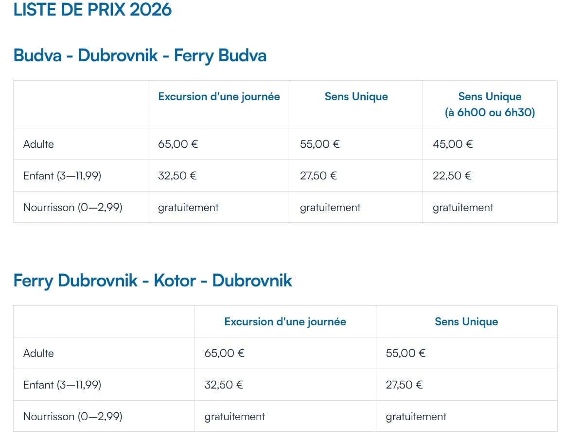 prix des billets catamaran adriatic lines croatie montenegro dubrovnik kotor budva (1)