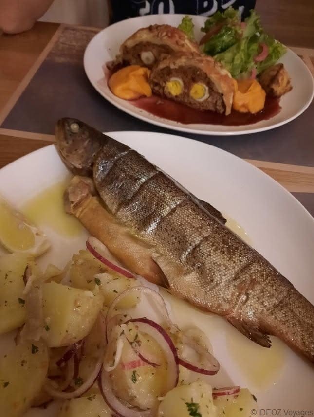 truite de lika et pate de viande aux oeufs pension ursula