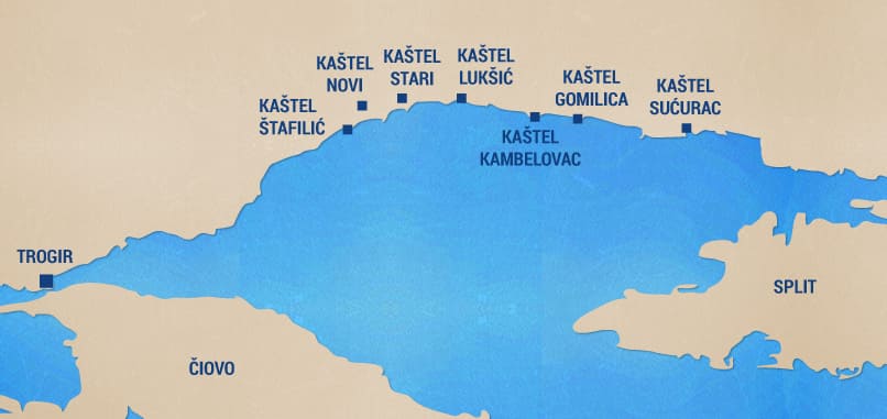 carte baie de kastela dalmatie