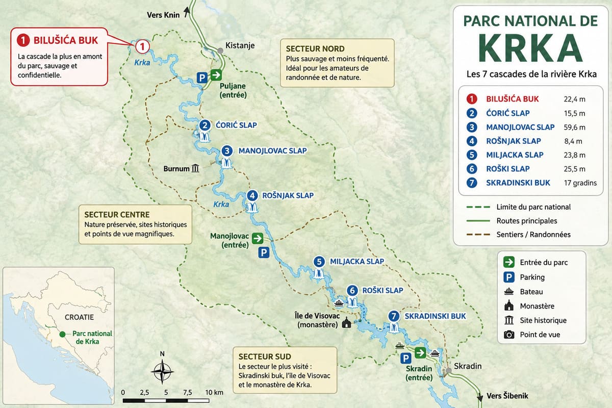 carte chutes riviere krka