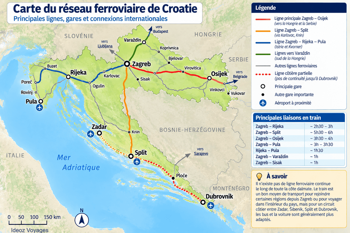 croatie en train lignes de chemin de fer voies ferrees
