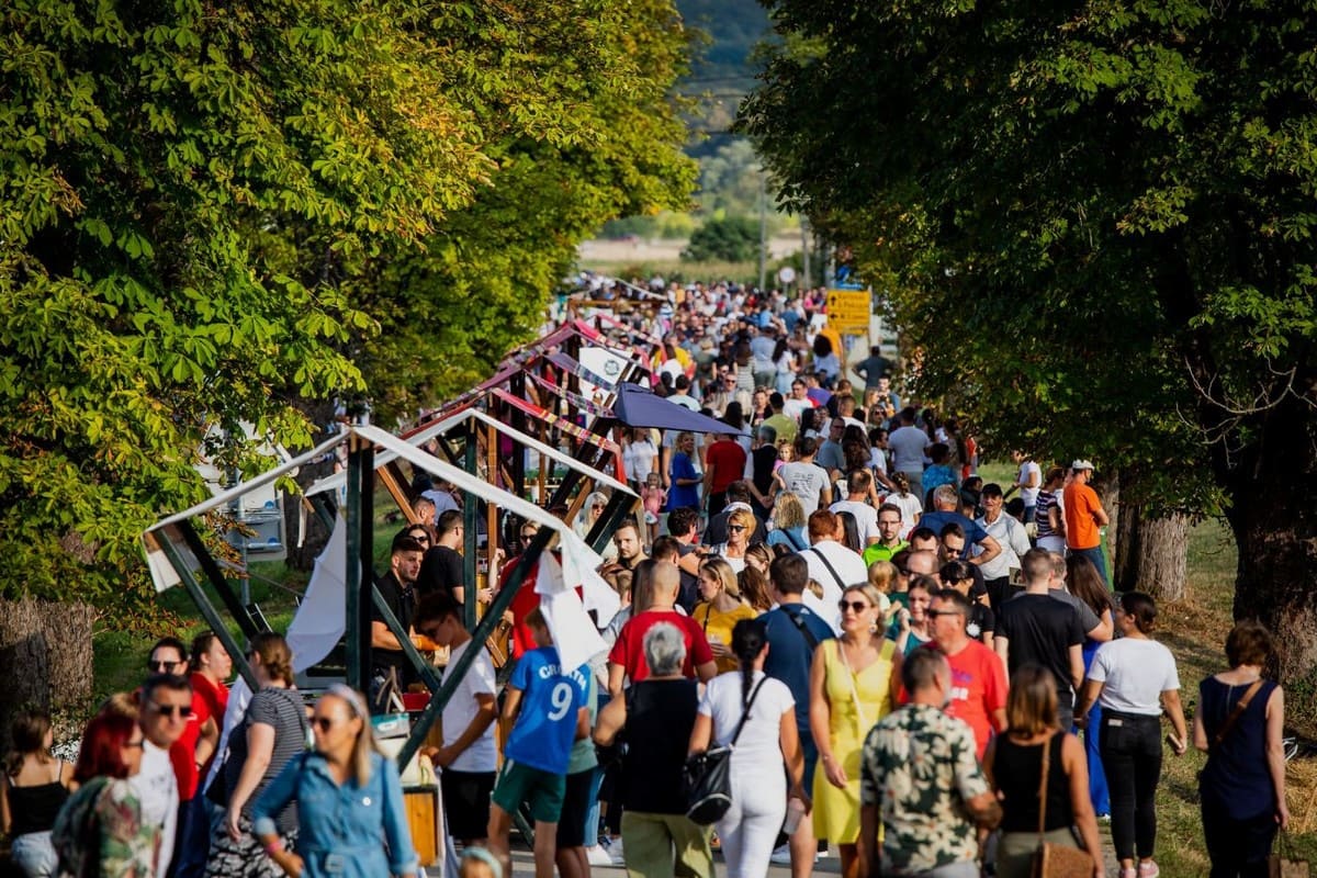 Foule et stands du Štrudlafest à Jaškovo en Croatie