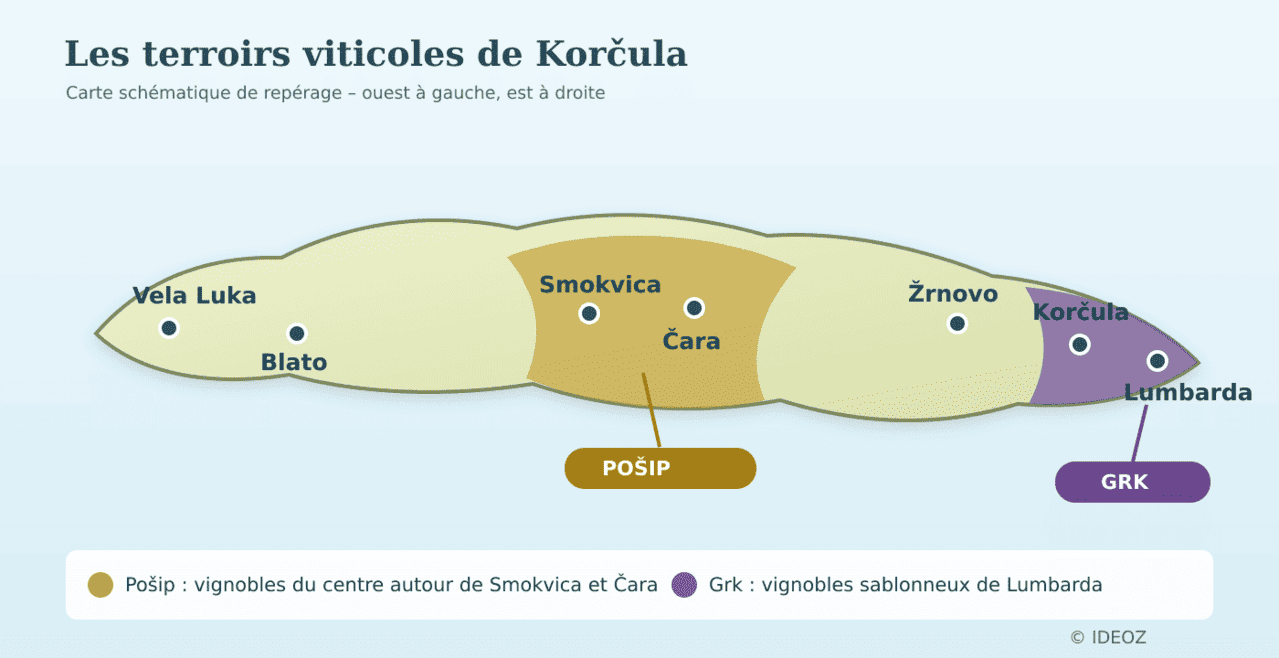 carte vignobles korcula