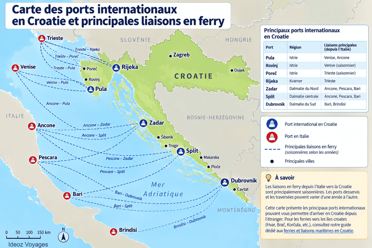 croatie carte ferrys internationaux