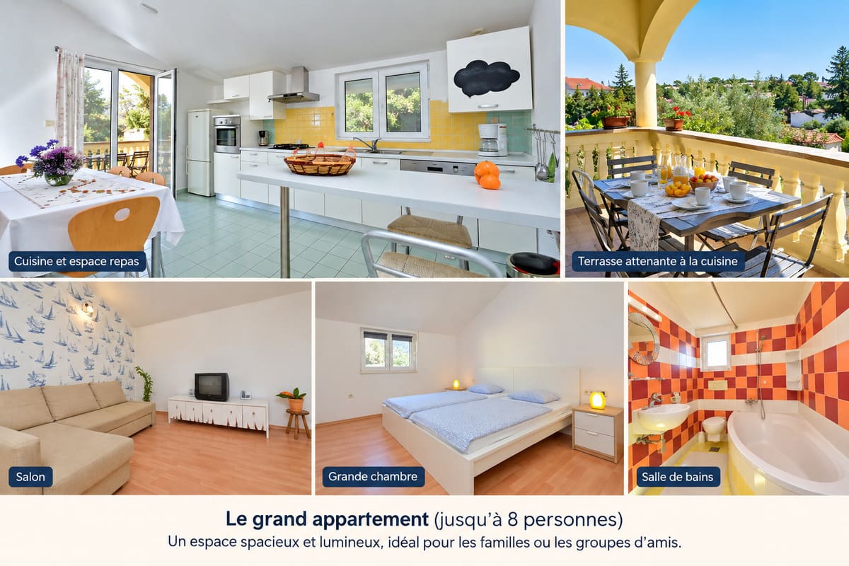 villa yvonne pakostane appartement 8 personnes lumineux avec terrasse